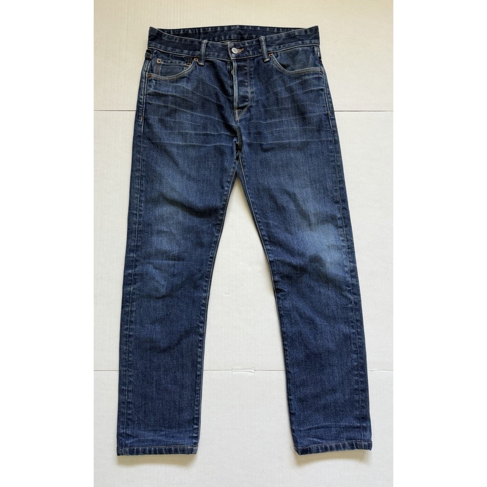 Buck Mason Maverick Slim Jeans Mens 32x34 Blue Double Dipped Denim 12101